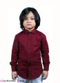 Pure Cotton Full Sleeves Chambray Shirt for Boys-Maroon. 