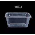 Pack of 25 - 1000 ML  Microwave Disposable Food Storage Boxes - Clear Transparent Plastic. 
