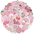 50Pcs/Bag Beverage Stickers Water-proof Cute Pink Blue PVC Vinyl Sticker for Skateboard. 