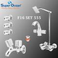 Bathroom Set Shower Set Wall Mounted Complete Bathroom Fitting 100% Brass Chrome Super Ocean Sanitary fittings F 16 Set. 