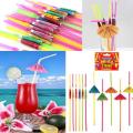 Disposable Umbrella Straws - Party Drinking Straw with Paper Umbrella. 