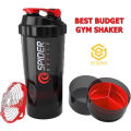 Syedna Ecommerce 3-in-1 Spider Protein Shaker Bottle - 500ml Capacity - BPA-Free Plastic - Temperature-Proof - Leak-Proof Bottle - Premium Quality Design - Perfect for Gym, Sports, Water, Cycling, Fitness Men & Women. 