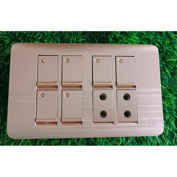 6 Switches+2 Sockets Electric China Fitting Sheet China Switch Board- Metal Series