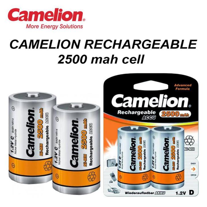 Camelion D Size Cell Rechargeable Batteries 2500 Mah