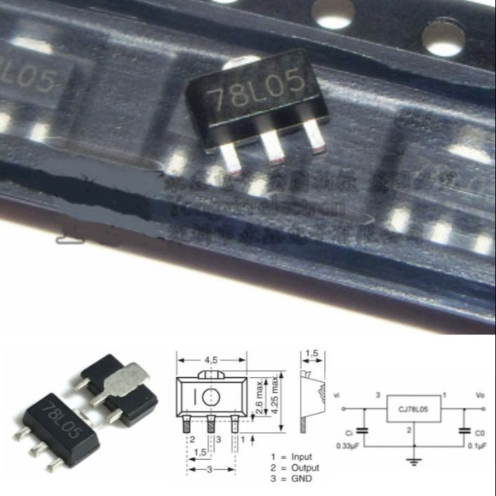 10pcs 78L05 7805 Voltage Regulator 5V 100mA SOT-89 SMD