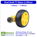 1 pair Yellow TT Motor With Plastic Wheel Dual Shaft Plastic DC Gear Motor 1-Set for DIY Projects By Electrica. 