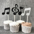 30 Pcs Music Notes Themed Cupcake Topper Paper Cake Inserts Card Wedding Cake Topper Decoration. 