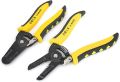 sourcing map Yellow Blk Plastic Handle Wire Stripper Cutter Crimper. 