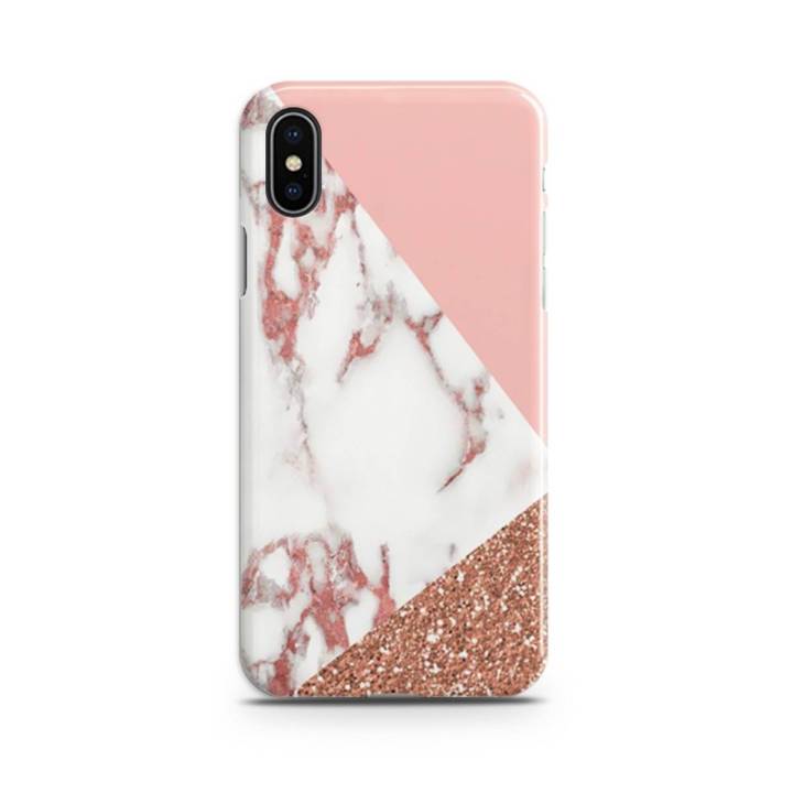 iPhone X / XS Cover Case-Rose Gold Glitter Marble Cover
