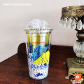 Double Wall Thermos Cup Juice Milk Tea Kawaii Cup Water Bottle Rainbow Bubble Straw Cup PC Starlight Girl Heart. 