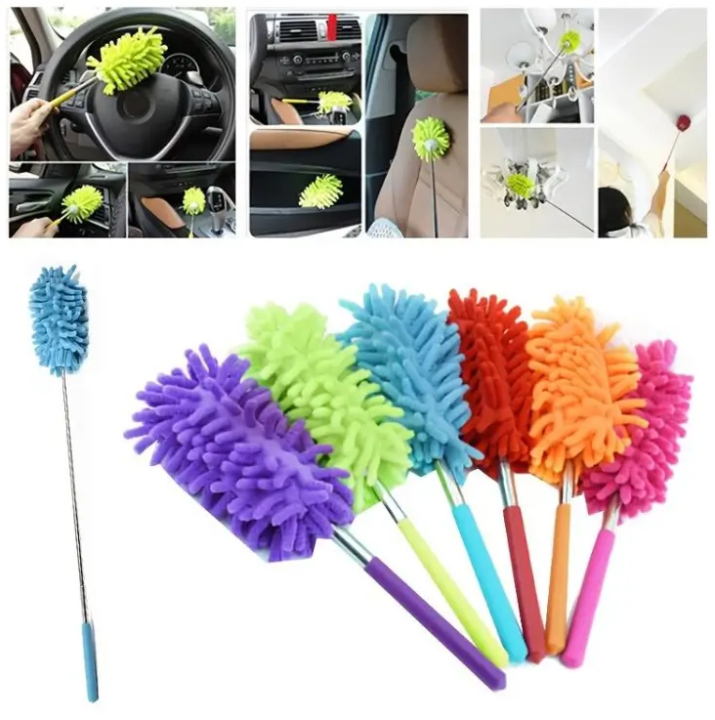 Telescopic Microfiber Wall Duster Cleaning Brush Feather Microfiber Duster Magic Dust Cleaner Fit with Extendable Telescopic Wall Hanging Handle