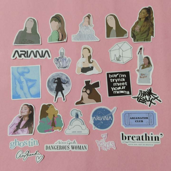 50/25pcs ARIANA GRANDE sticker pack aesthetic all albums mixed rings ideal for skateboards laptop vinyl tracks phone case etc
