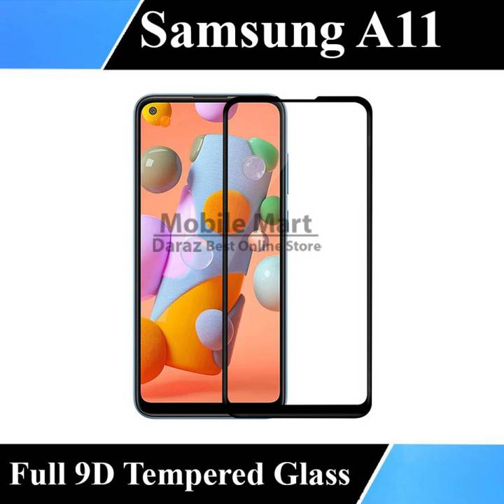Samsung A11 Full Black 9D/5D/10D/11D/6D Tempered Glass Screen Protector Edge to Edge Full Glue Premium Quality Film For Galaxy A11