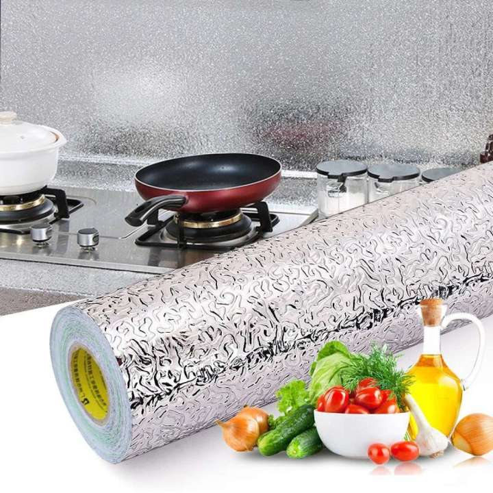 40x100cm Kitchen Oil-proof Waterproof Wall Sticker Aluminum Foil Kitchen Stove Cabinet Self Adhesive DIY Wallpapers