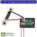 DC 100V 100A 3 Digit 5 Wires Red-Blue Digital LED Display Voltmeter With Shunt DC Volt/Amp Indicator by Electrica. 
