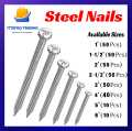 Orignal Taiwan Steel Concrete Nails Flat Head Concrete Nails - 8 Different Sizes (1 Inch to 6 Inch). 