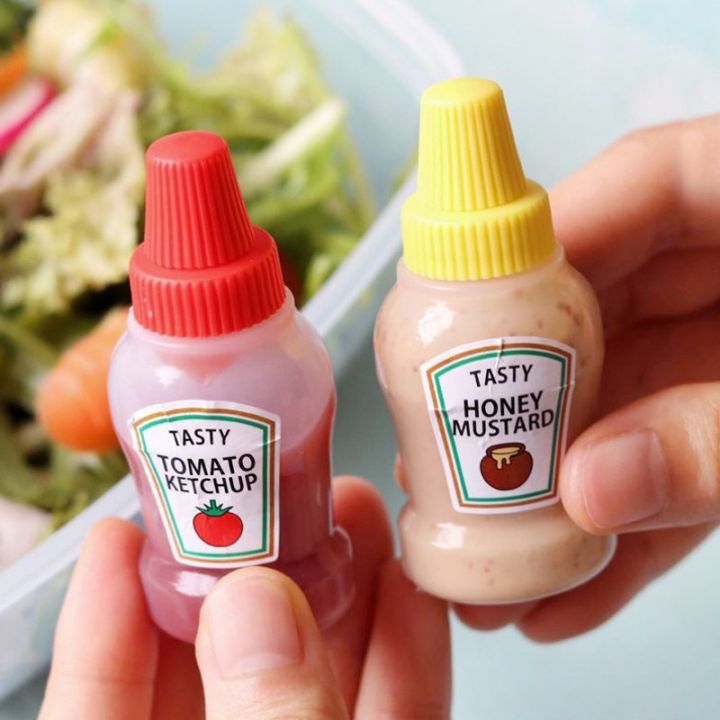 Kitchen Accessories 2Pcs for Bento Lunch Box Mini Tomato Ketchup Bottle Refillable Seasoning Storage Container Portable Sauce Salad Honey Squeeze Bottle
