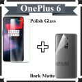 OnePlus 6 Tempered Glass Screen Protector Polish Glass + Back Matte Protector Soft Skin Sheet Soft Film Protector For OnePlus 6. 