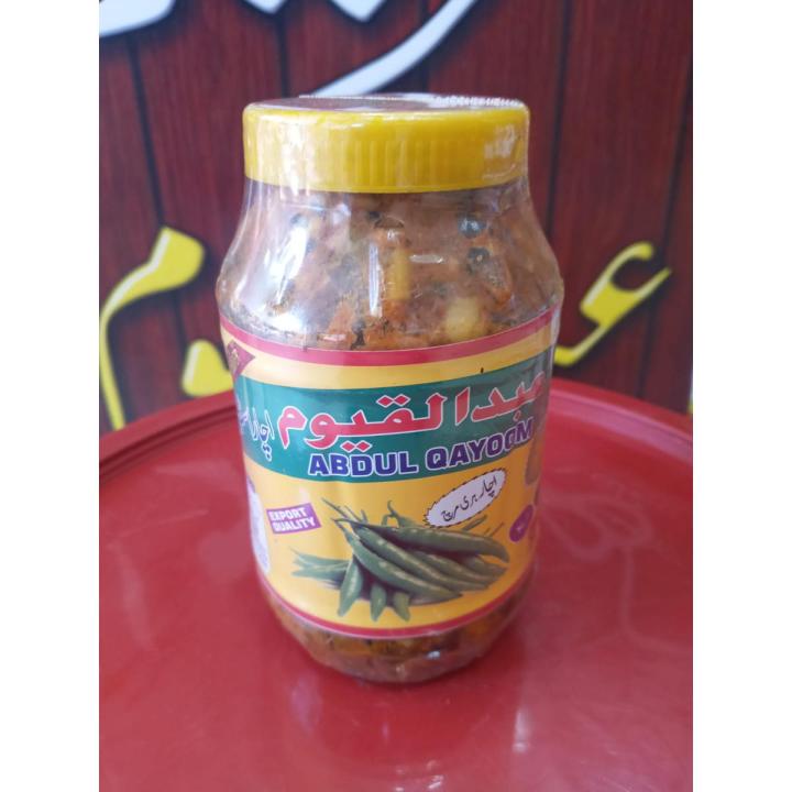 Green Chilli Pickle in Oil Hari Mirch ka Achar Tail - 1 KG - 100% Original Shikarpuri Achar - Home Made Quality Abdul Qayoom Shikarpuri Pickles