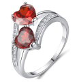 Top Trend Silver Created Red Ruby Heart Ring for Girls & Women. 