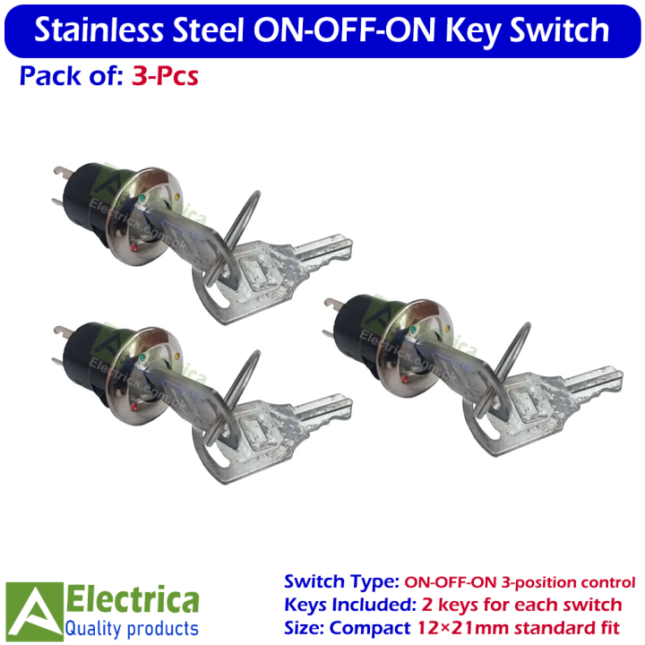 3pcs%20Stainless%20Steel%20Electronic%20Key%20Switch%20ON-OFF-ON%20Power%20Control%20Lock%2012%C3%9721mm%203%20Pin%20with%202%20Keys%20for%20DIY%20&%20Security%20by%20Electrica%20-%20Image%208