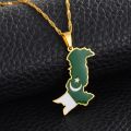 【happy one】Anniyo Pakistan Map Flag Pendant Necklaces Stainless Steel Color/gold Color Pakistani Ethnic 157721. 