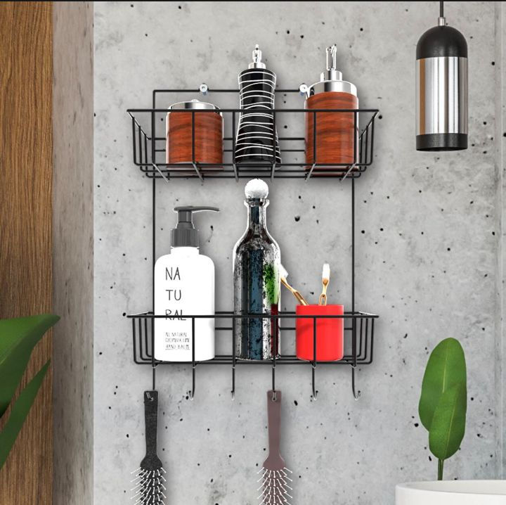 New%20Design%20High-Quality%202%20Layer%20and%206%20Hooks%20Metal%20Bathroom%20Storage%20Shelf%20with%20Sticky%20Hooks%20-%20Storage%20Organizer,%20Hanging%20Shelf%20Organizer,%20Wall-Mounted%20Spice%20Rack%20Organizer,%20Shower%20Shampoo%20Holder,%20Bathroom%20Corner%20Shower%20Iron%20Shelf%20Stand%20-%20Black/White%20-%20Image%205