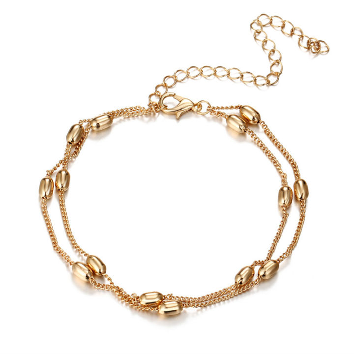 【shenggangshangmao001】Fashion Chain Ankle Bracelet Barefoot Beads Leg Chaine on Foot Anklets for Women Jewelry