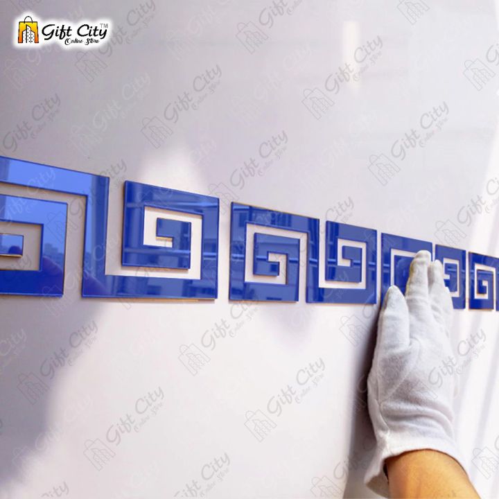 Gift City Blue Mirror Tile Stickers | Self-Adhesive Acrylic Wall Décor | DIY Home Decoration – 5/10/20/40/80 Pcs (60x60mm)