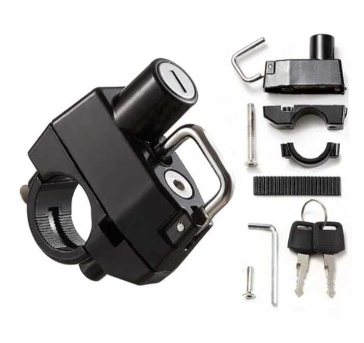 Grand Locks Helmet Lock- Anti-theft lock Handlebar Mount- Universal Security Metal Lock with Keys Set