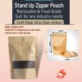 16x26 cm Packs of 50/25 pcs Kraft Paper Standup Pouch Brown/Craft Paper Bag Zip Lock Stand Up Pouch Clear Window Display. 