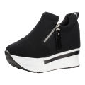 Girls High Heel Wedges Shoes, 4-Inch Canvas with Zipper Lock, Height-Increasing for Women. 