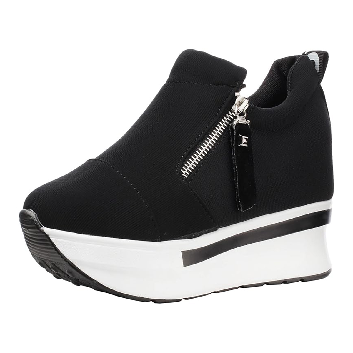 High Heel Black Wedge Heel Sneakers High Heel Hidden Heel Sneakers
