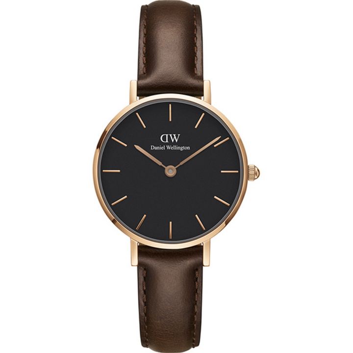 Daniel Wellington Black Dial Black Leather Strap Watch For Unisex DW00100165