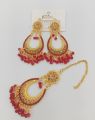 Artificial Golden Ear Rings With Beautyfull Tika New Pearl Latkan Style New Look Long Lasting Polish For Beautyfull Girls Artical 48973872892. 