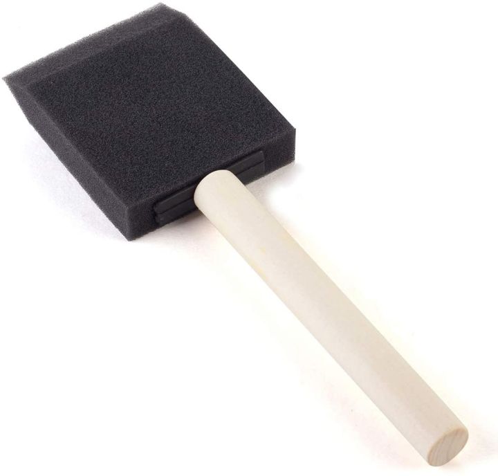 Foam Brush - 2-inch Sponge Paint Brush for Acrylic Painting, Staining, Varnishes & DIY Craft Projects - Art Supplies Wooden Handle