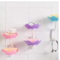 Wall- Mounted Drain Soap Box Double Layer Flower Shaped Soap Tray Removable Soap Dish Non- Slip Storage Self- Adhesive Bathroom Accessories. 
