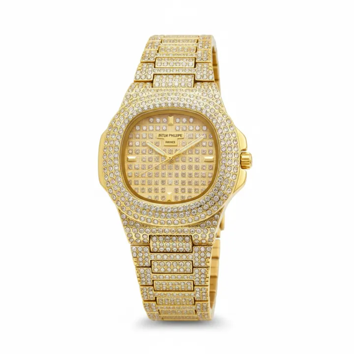 Luxury “Patek Philippe” Style Fully Iced Out Gold Watch – Unisex | Daraz.pk