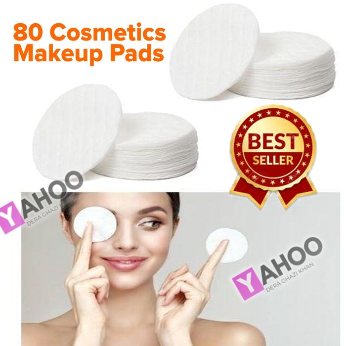 80 Pcs Cosmetic Make Up Facial Cotton Pads Use With Rose Water - Cleansing Pads
