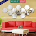 Gift City Presents Silver Acrylic Hexagon Mirror Wall Sticker Sets, 3D Wall Stickers, DIY Geometric Removable Acrylik Mirror Wall Decal, Personalized Art Hexagonal Mirror for Home Living Room Bedroom Decoration. 