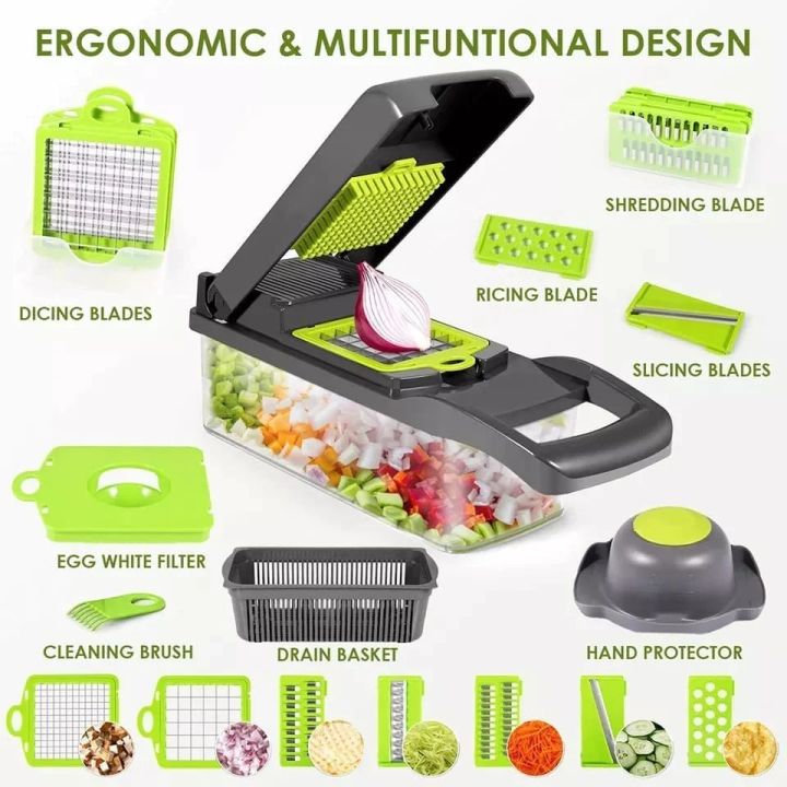 Vegetable cutter - Slicer cutter - Fruit cutter - Slicer - Chopper - Multifunctional cutter - 16 in 1 cutter - Dicer - Manual cutter - Onion chopper - Vegetable chopper slicer - 16 in 1 slicer cutter - peeler - Best tool for fruits/Vegetables .