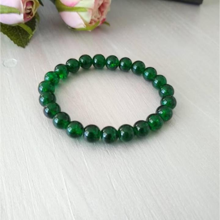 Dark Green /  light green  Beads Bracelet -for independence day - 1 pcs- classic design- 8mm size beads- for boys & girls both