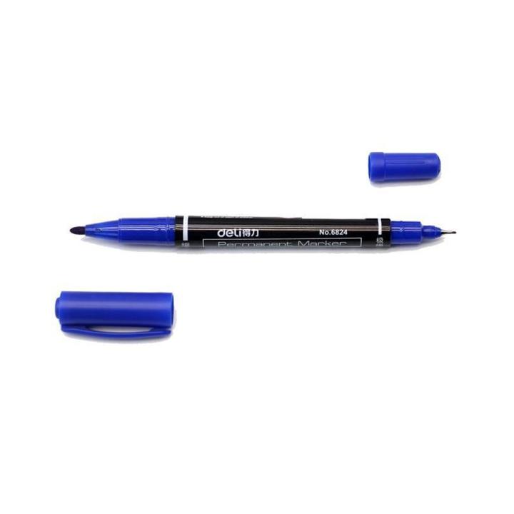Permanent Marker Double Tip (Thick & Thin Tip) 1Pcs - 6824 - Blue