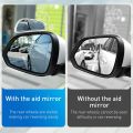 BASEUS Large View OF Blind Spot AND Reversing Auxiliary Mirrors / Rear View Mirror CAR MOUNT 2Pcs/Pair - WHITE. 