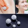 Fashion Womens 925 sterling Silver Double Crystal Ball Ear stud Earrings Jewelry Lonni. 