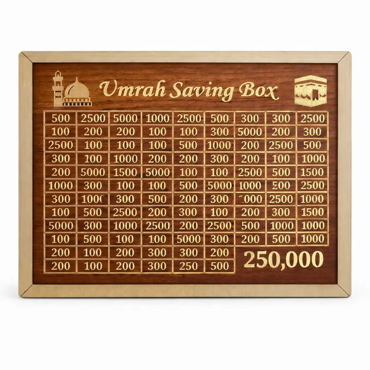 Premium Umrah Saving Box 250,000 PKR – Wooden Money Box for Umrah ...