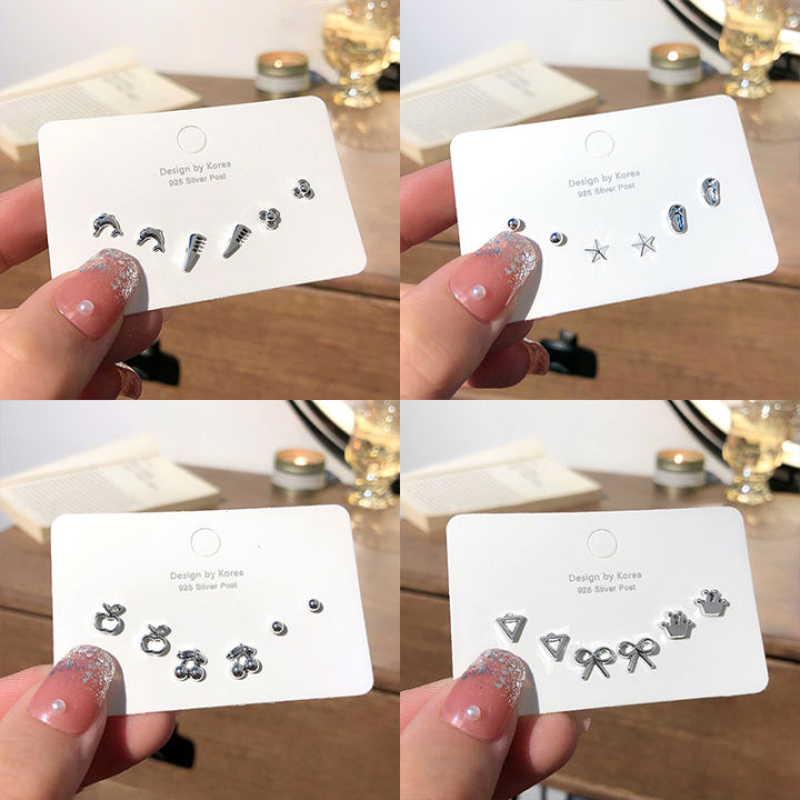 3Pairs%20Women's%20Stud%20Earrings%20Set%20Heart%20Earrings%20Simple%20Cute%20Korean%20Small%20Studs%20For%20Women%20Girls%20Party%20%20Gifts%20-%20Image%204
