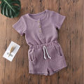 2pcs Toddler Kids Baby Girl Boys Outfits Short Sleeve Cotton and linen Button T-shirt tops+shorts Clothes set 2020 Summer 2 orders. 