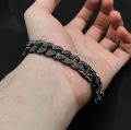 10MM Cuban Iced Out Bracelet (Black) For Boys, Men, Gift for Friends BFF. 