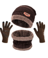 3 Pc Original Quality Beanie Cap Neck Warmer Hat Scarf With Multucoloures
 | 3 Pc Winter Knitted Brown Color Beanie Cap Neck Warmer & Gloves Set | 3 Pc Beanies Knit Hat Winter Cap Neck Warmer & Gloves knitted Cap Thicken Hedging Cap Neck Warmer Gloves. 